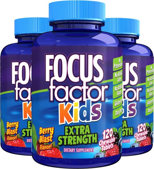 Focus Factor Kids Extra Strength Daily Chewable for Brain Health Support